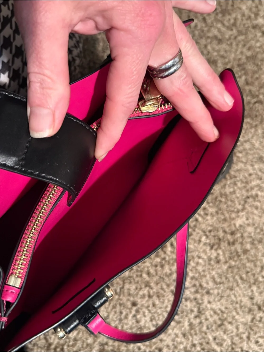 kate spade Black Satchel with Pink Trim and Crossbody Strap